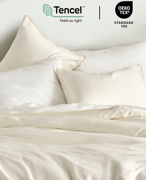Premium Tencel Duvet Cover Set - Ivory
