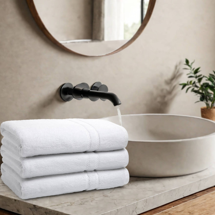 600GSM Luxury Royal Egyptian Double Yarn Bath Towels - White