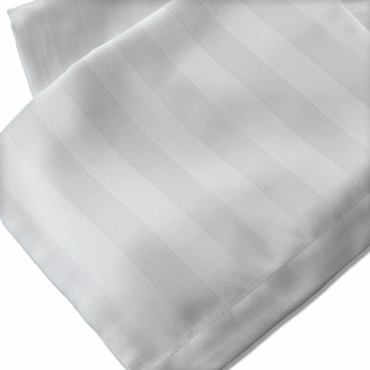 White Satin Stripe Pillowcases Cotton Rich Easy Care Housewife Style