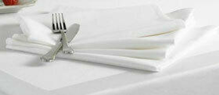 Damask Polyester Easy Care Plain Napkins White - 20 x 20 50cm x 50cm