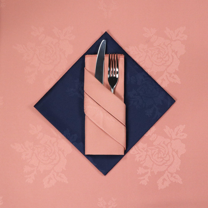Damask Rose Polyester Easy Care Napkins Dusky Pink - 16x16 41x41 cm