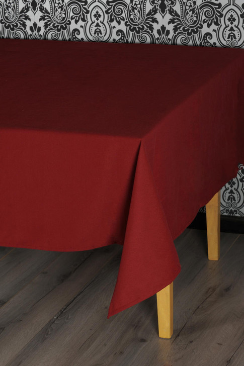 Damask Polyester Plain Table Cloths Easy Care Burgundy 52x52 132x132 cm