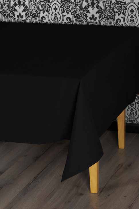 Damask Polyester Plain Table Cloths Easy Care Black - 63x63 160x160 cm