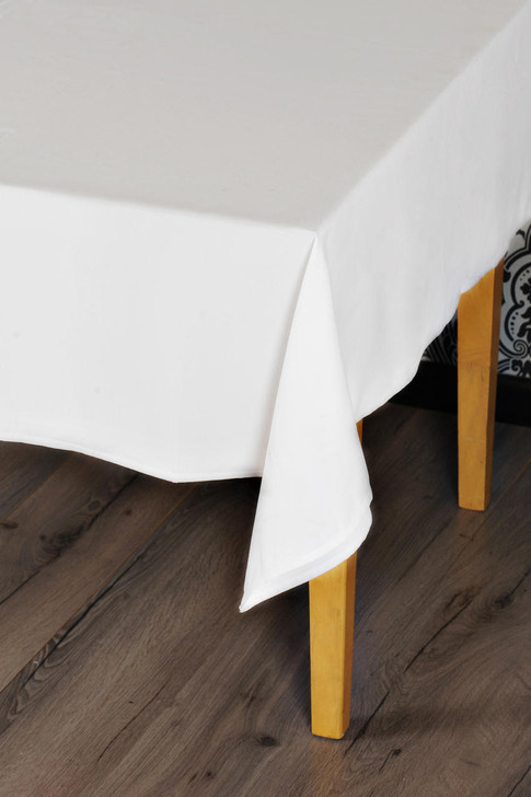 Damask Polyester Plain Table Cloths Easy Care White - 63x63 160x160 cm
