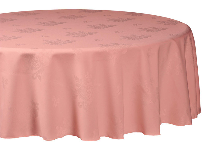 Round Damask Rose Polyester Easy Care Table Cloths Dark Dusky Pink 54 137cm