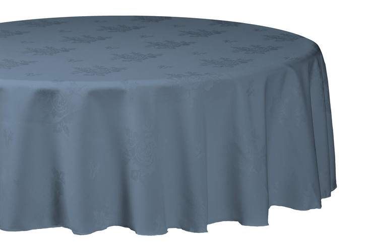 Round Damask Rose Polyester Easy Care Table Cloths Wedgewood Blue 70 178cm